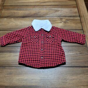 Carter's Red & Black Checkered Infant Lumberjack Coat - Size 12m
